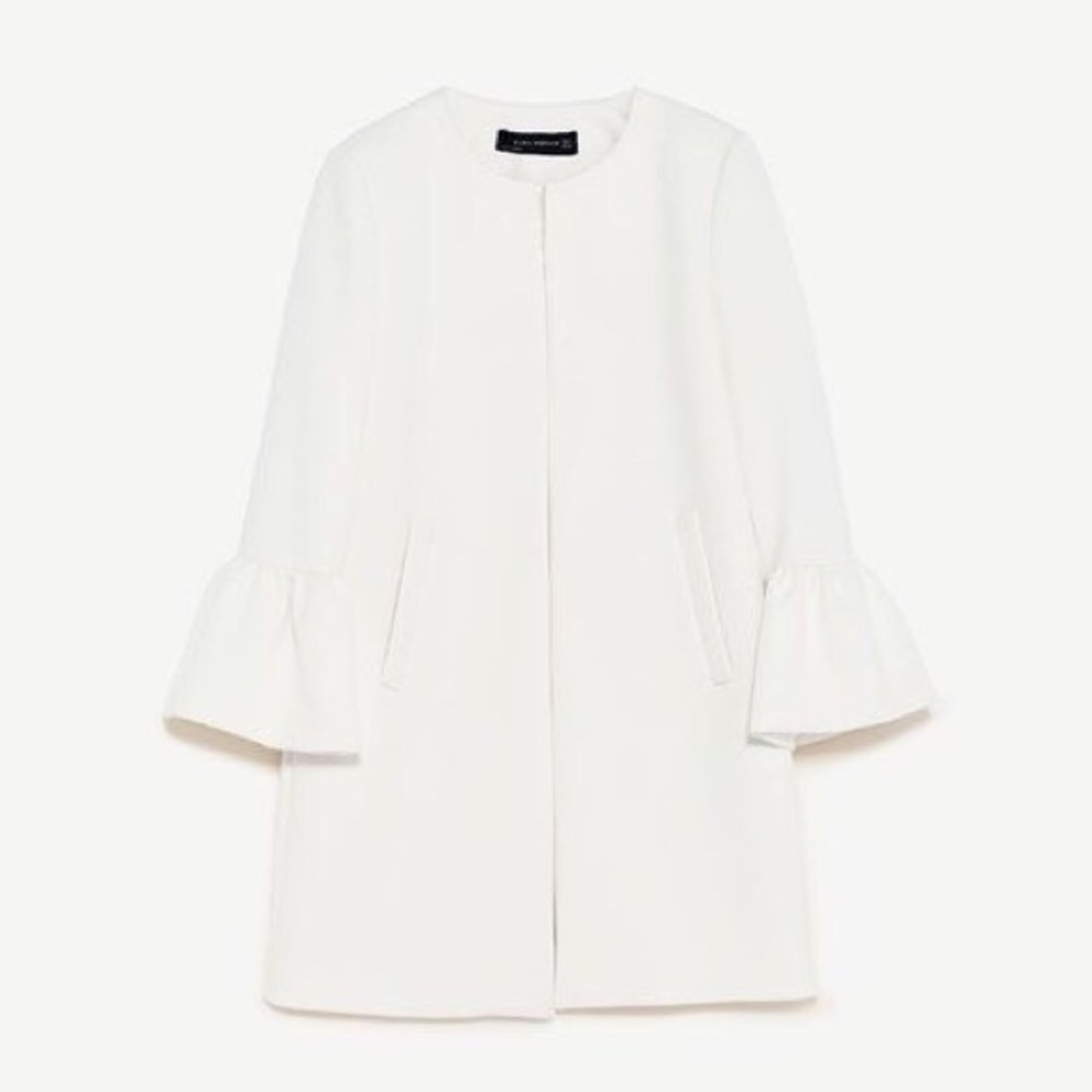 ❌SOLD❌ Zara Ruffle Sleeve Coat Size Small